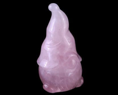 2.8” Natural Rose Quartz Hand Carved Crystal Bearded Ghost Sculpture, Halloween Gift