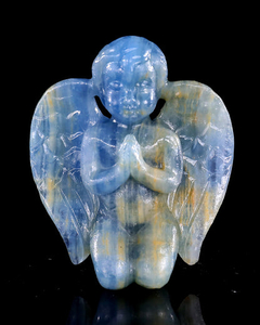 2.9" Blue Onyx Hand Carved Crystal Angel Sculpture