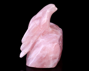 5.1" Rose Quartz Hand Carved Crystal Bird Sculpture