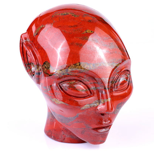 3.9" Red Jasper Hand Carved Crystal Elf Alien Sculpture