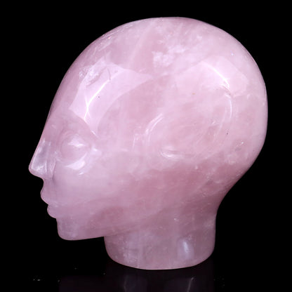 2.9" Rose Quartz Hand Carved Crystal Elf Alien Sculpture