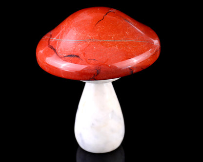70mm Red Jasper Hand Carved Crystal Mushroom Sculpture