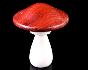 67mm Red Jasper Hand Carved Crystal Mushroom Sculpture