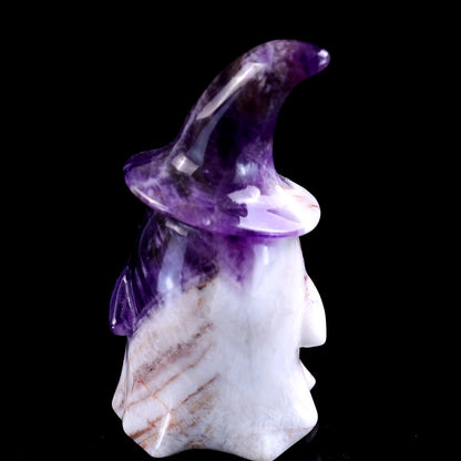 3.6” Natural Dream Amethyst Hand Carved Crystal Wizard Ghost Sculpture, Halloween Gift