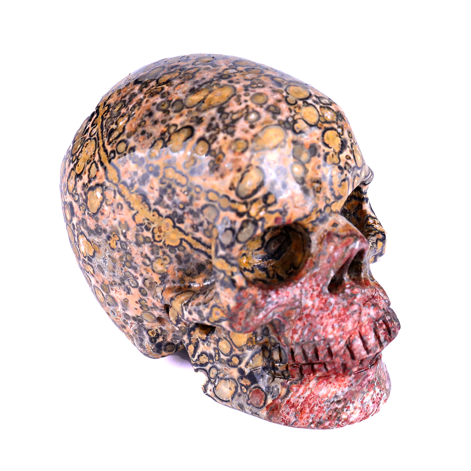 Natural Crystal Red Leopard Skin Jasper Crystal Skull