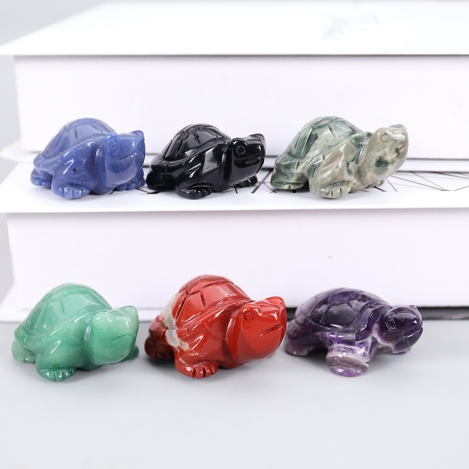 Natural Agate Stone Mini Turtle Carving,Fengshui Home Decor Animal Turtle Sculpture