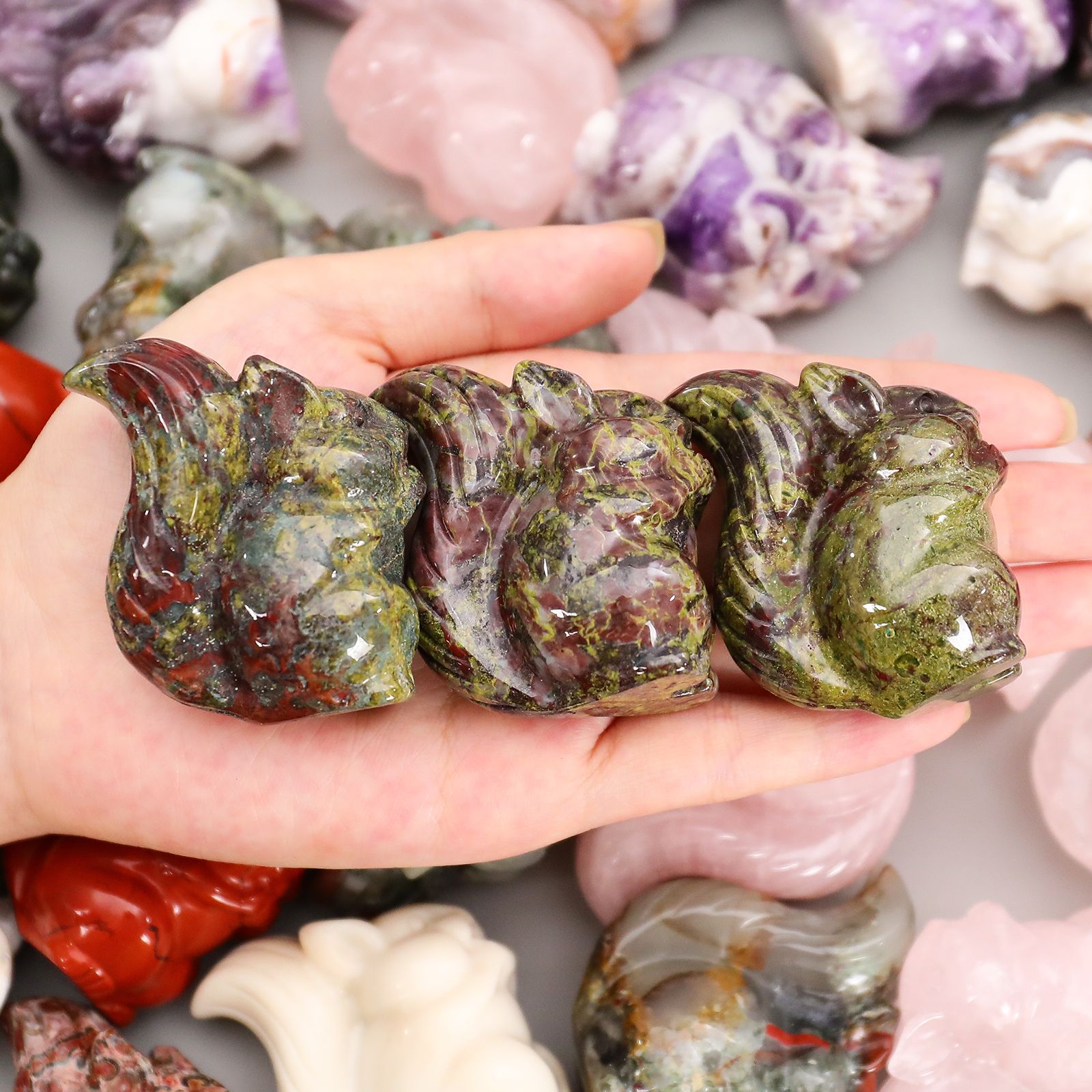 Crystal Carved Small Animal Carving Squirrel Sculpture,Gemstone Squirrel Decor