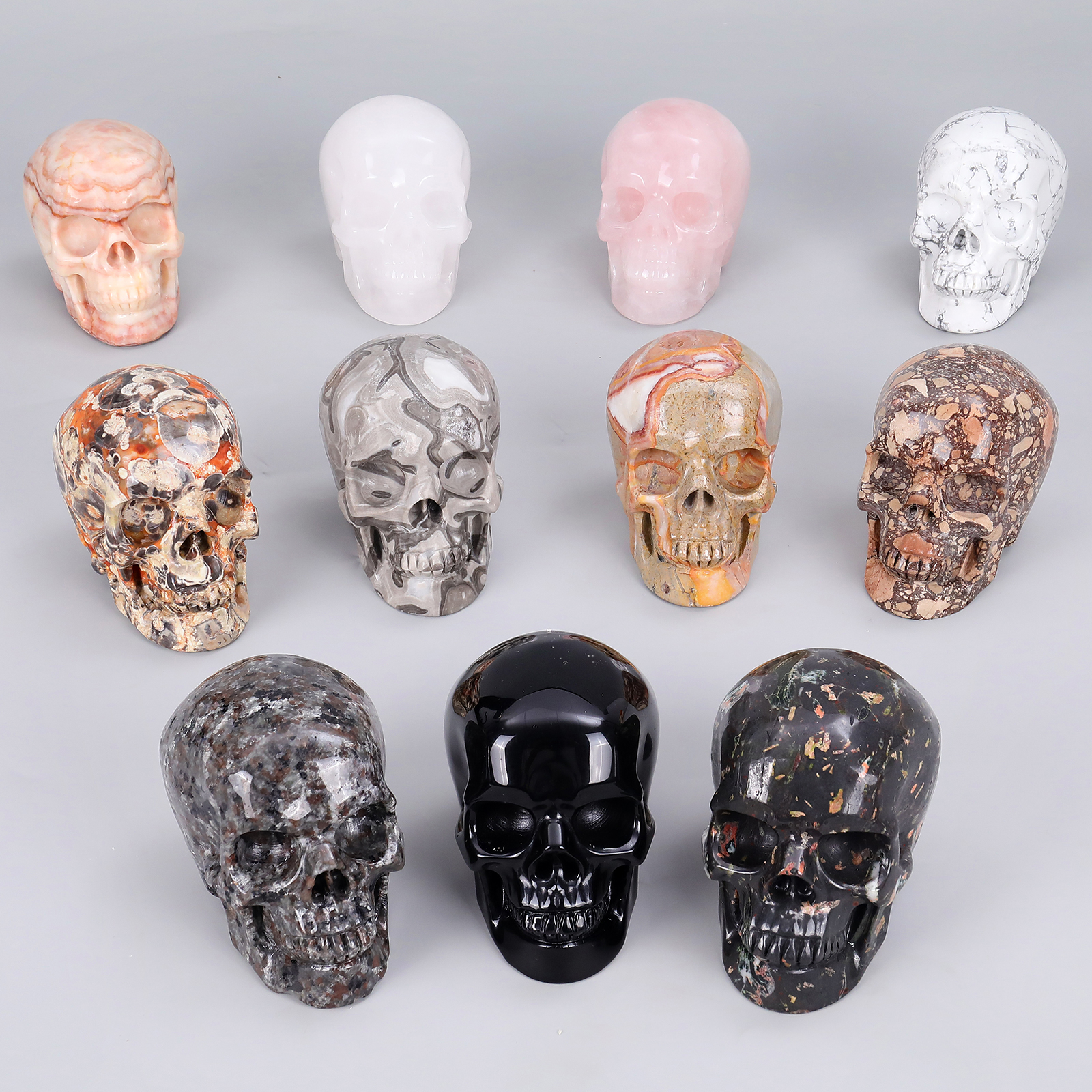 High Quality 4.5 Inch Natural Realistic Crystal Skull Fine Art Sculpture Hand Carved Large Skulls Carving Crafts Home Decoration