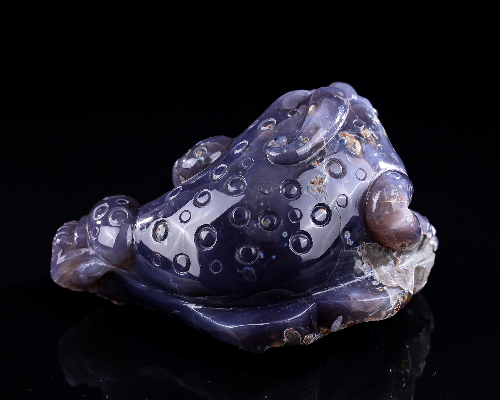 6.9" Hand-Carved Agate Golden Toad Sculpture - Lucky Wealth Charm for Wealth & Prosperity