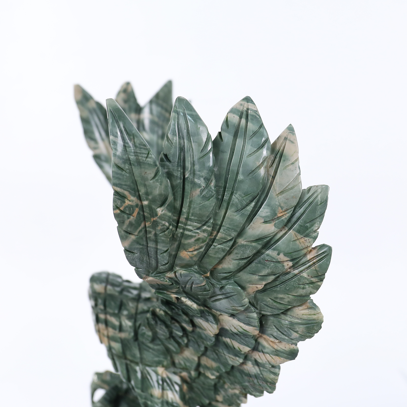 16.5" Natural Nine-Dragon Jade Eagle Feng Shui Sculpture - Large Hand-Carved Lucky Decor Statue