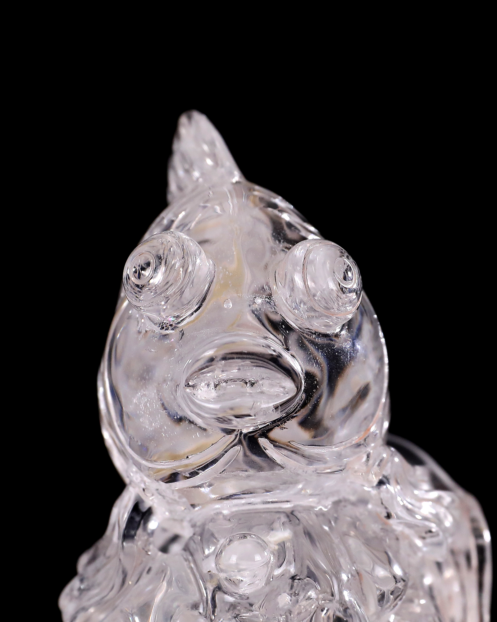 5-inch Hand Carved Clear Quartz Goldfish Decoration - Auspicious Gemstone Sculpture for Luck & Décor