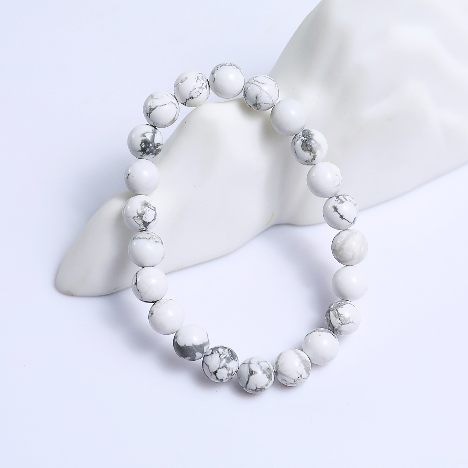 Natural Crystal Elastic Beads Bracelet Howlite Healing Energy Bracelet 