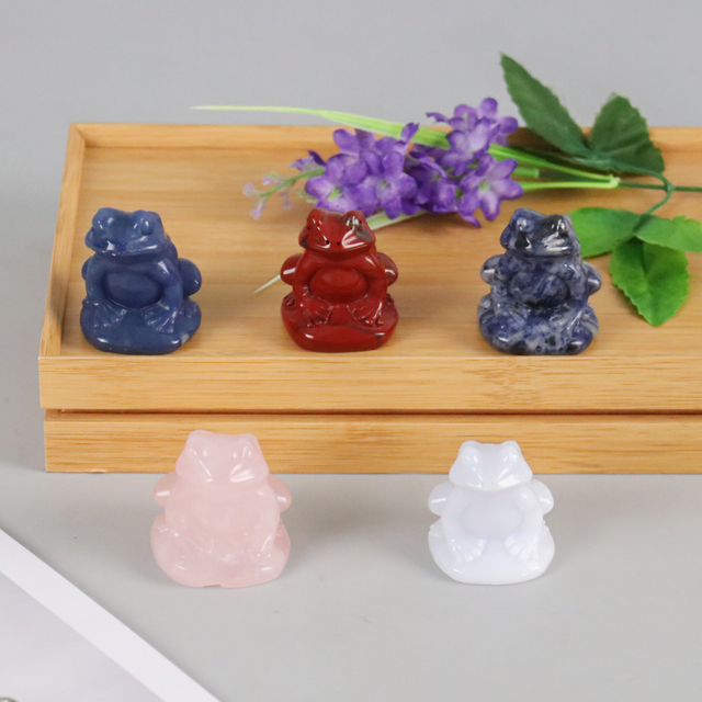 Genuine Various Natural Jade Mini Frog Figurines - Handcrafted Gemstone Carvings for Home Decor & Gift