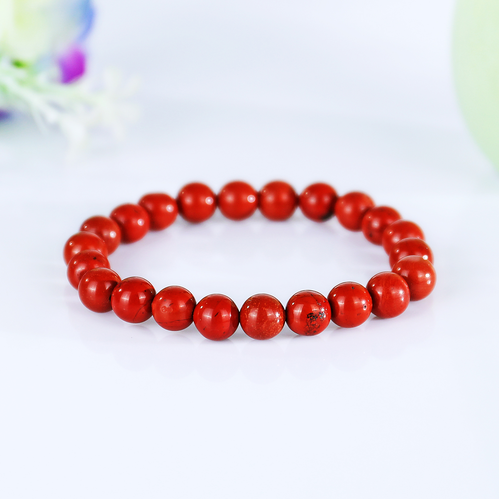 Natural Red Jasper Crystal Bead Bracelet,Healing Energy Bracelet