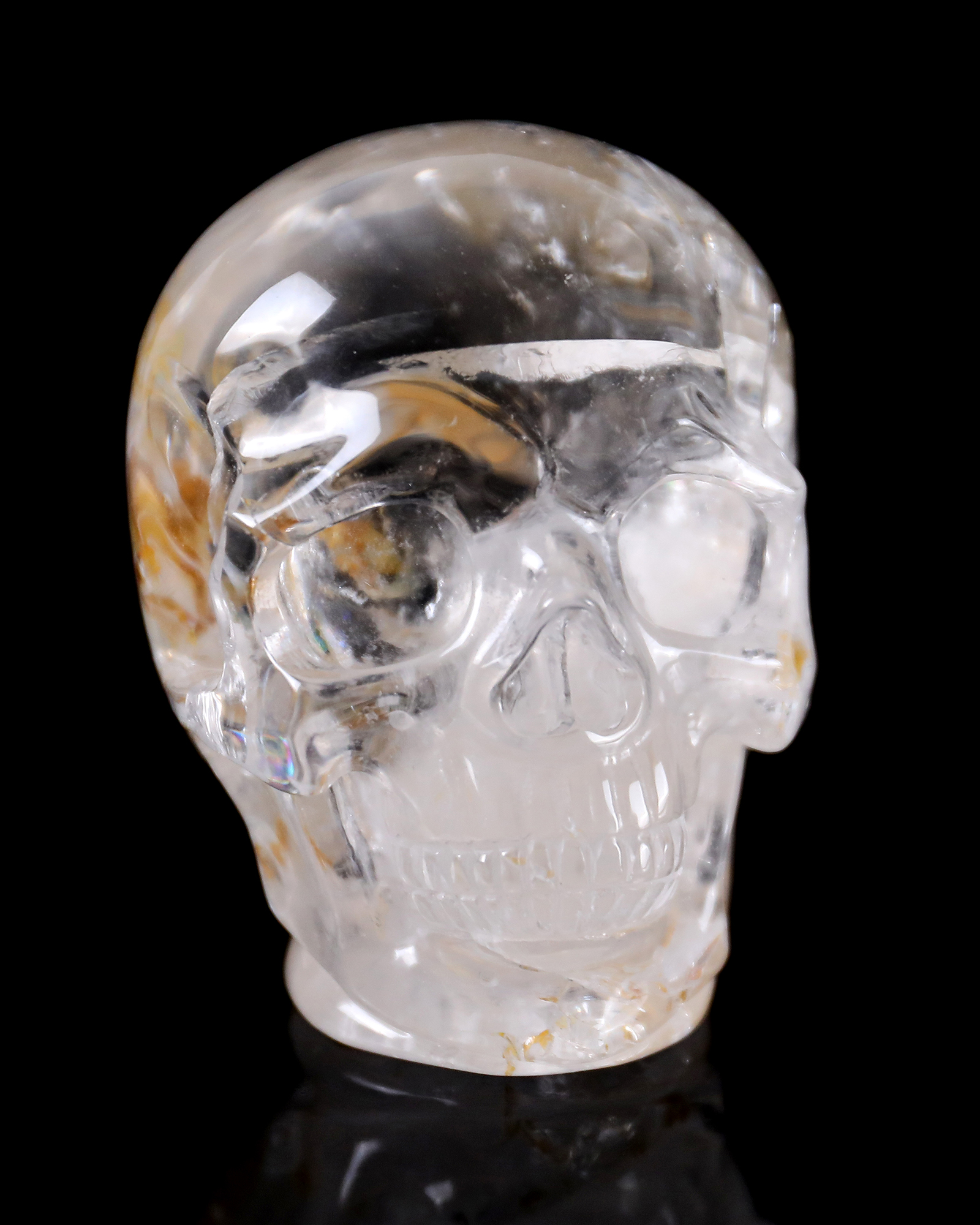 Hand-Carved Clear Quartz Skull-Ultra-Transparent Color & Artisanal Crystal Craft