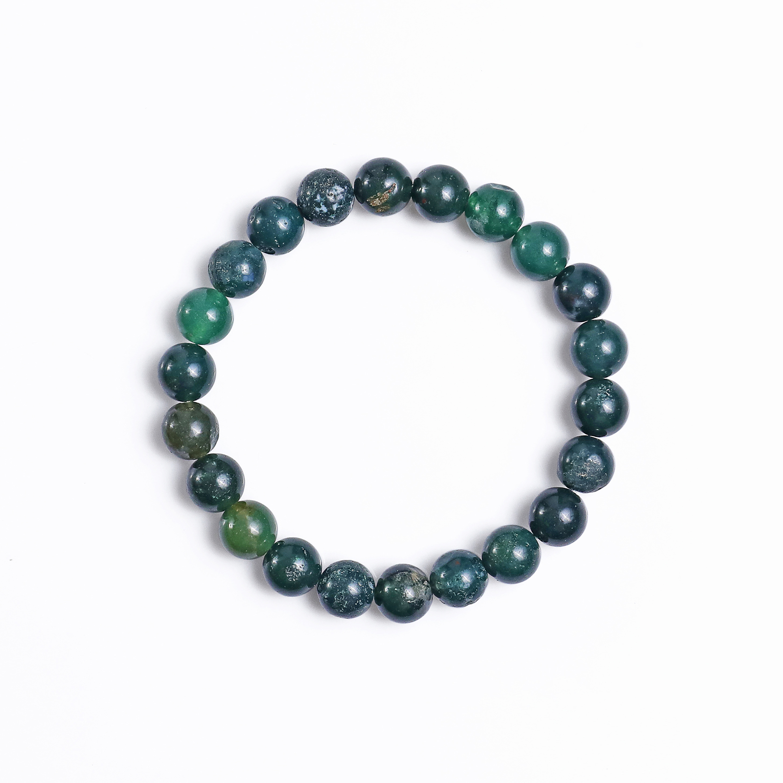 Natural Moss Agate Crystal Bead Bracelet,Healing Energy Bracelet