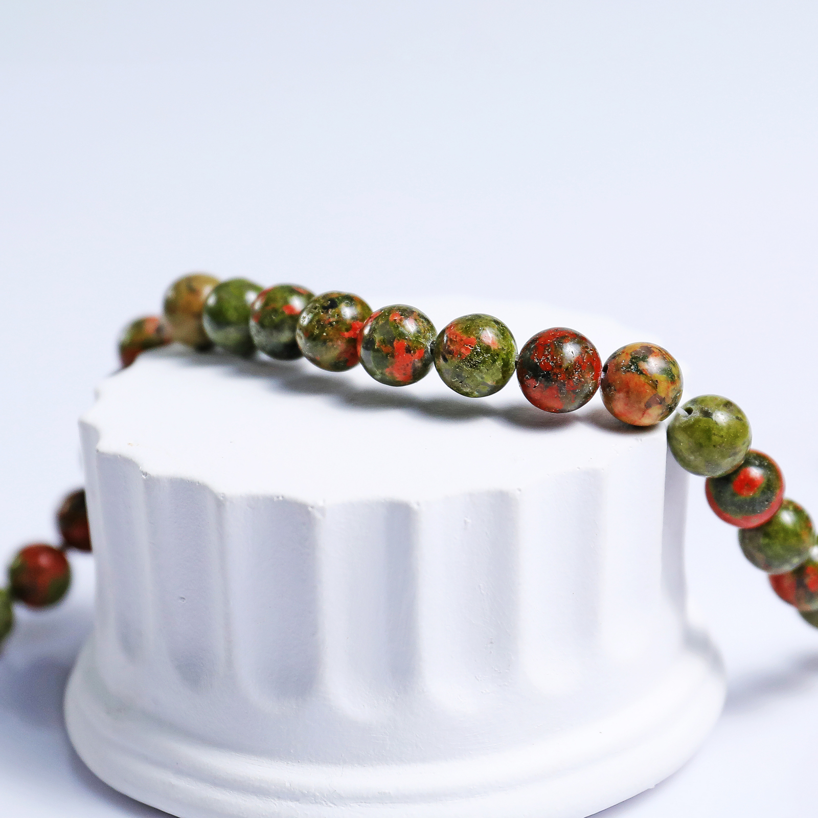 Natural Unakite Crystal Bead Bracelet,Healing Energy Bracelet