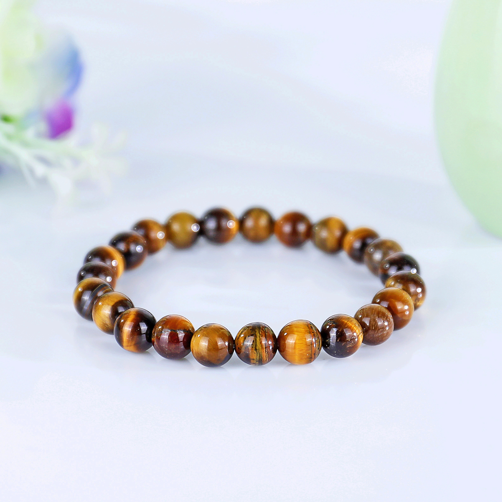 Natural Tiger Iron Eye Crystal Bead Bracelet,Healing Energy Bracelet