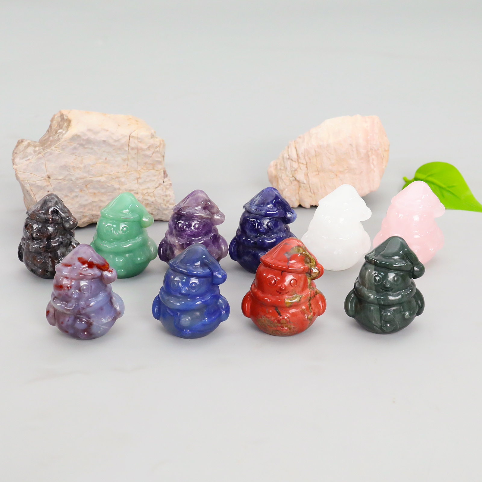 Mini Jade Snowman Carving - Handcrafted Christmas Gift for Holiday Decoration & Collection