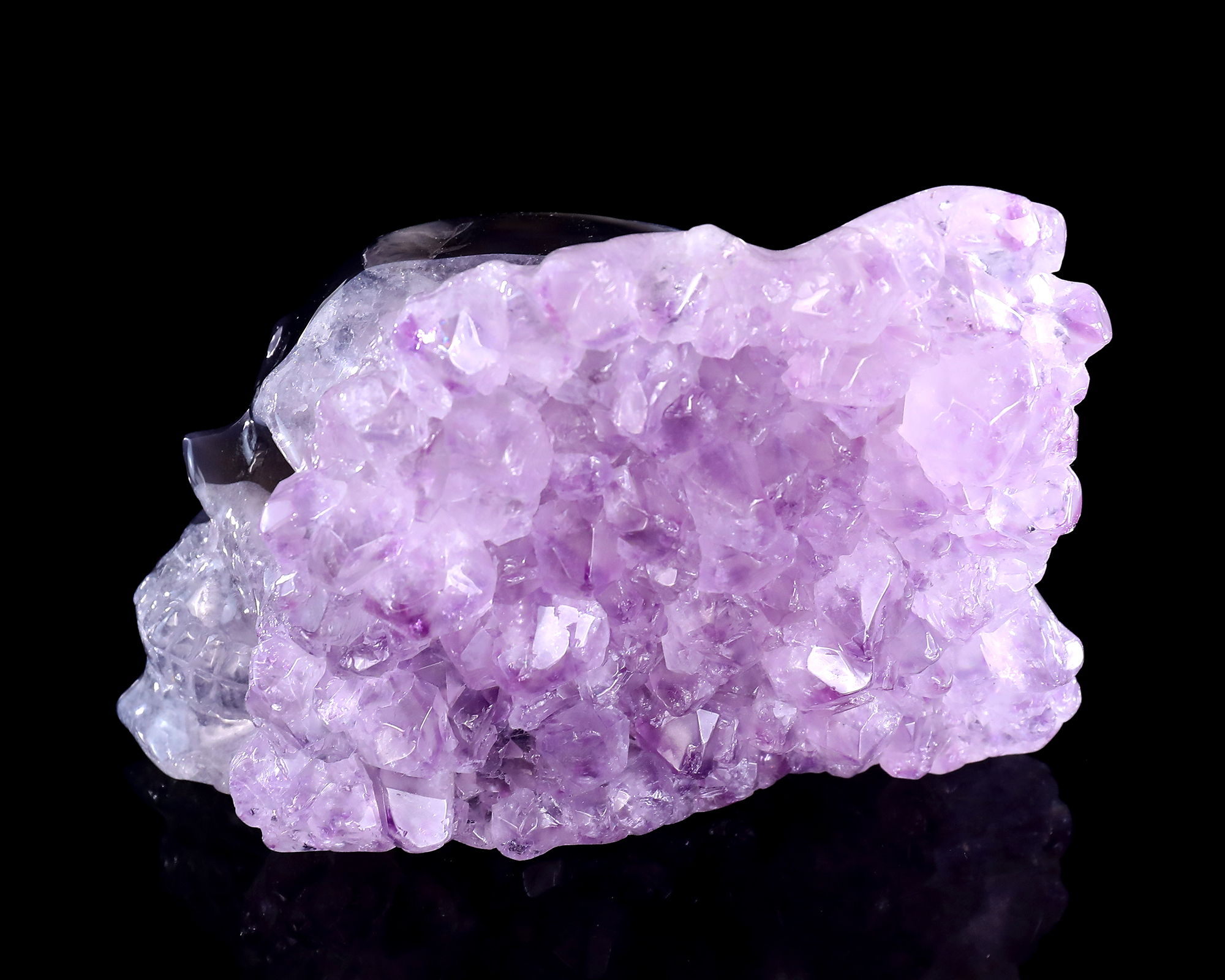 5" Amethyst Geode Agate Human Skull – Original Hand Carved Natural Crystal Skull Sculpture