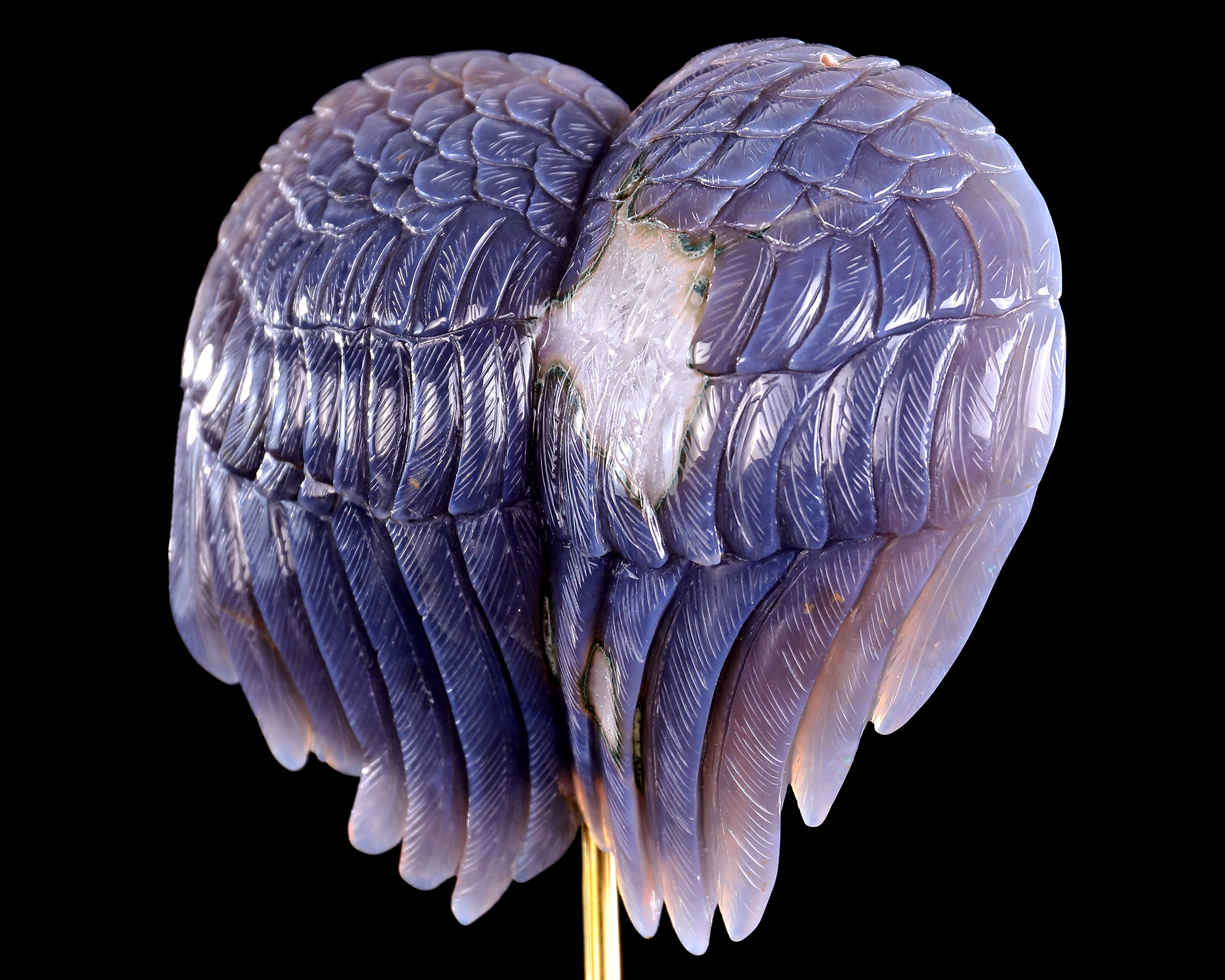 6.3" Amethyst Druse Agate Heart Shape Spirit Wings – Hand Carved Natural Crystal Sculpture