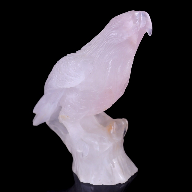 6.7" Rose Quartz Hand Carved Crystal Parrot Sculpture - Healing Crystal Decor