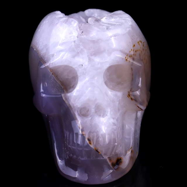 3.4" Geode Agate Hand Carved Crystal Geode Skull Sculpture
