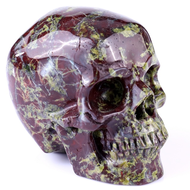 3.0" Dragon Blood Jasper Carved Crystal Realistic Skull Sculpture