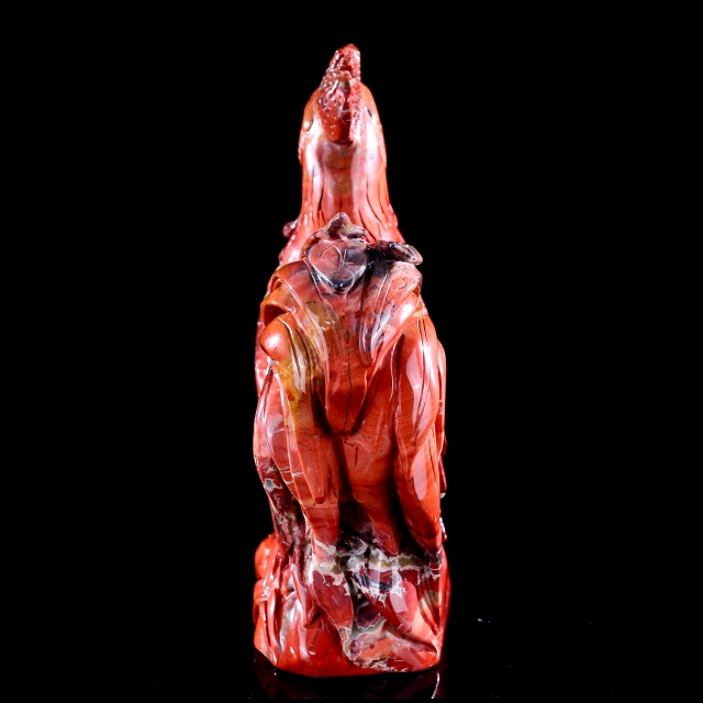 8.3" Red Jasper Carved Cock Sculpture, Vibrant Gemstone Art for Decor & Collection
