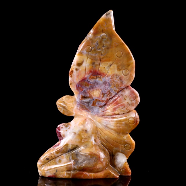 8" Chalcedony Hand Carved Crystal Flower Faerie Sculpture