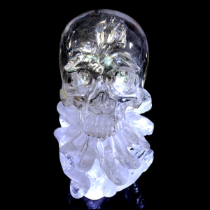 5-inch Clear Quartz Skull with Octopus – Artisanal Crystal Fusion of Mystique & Nature's Precision