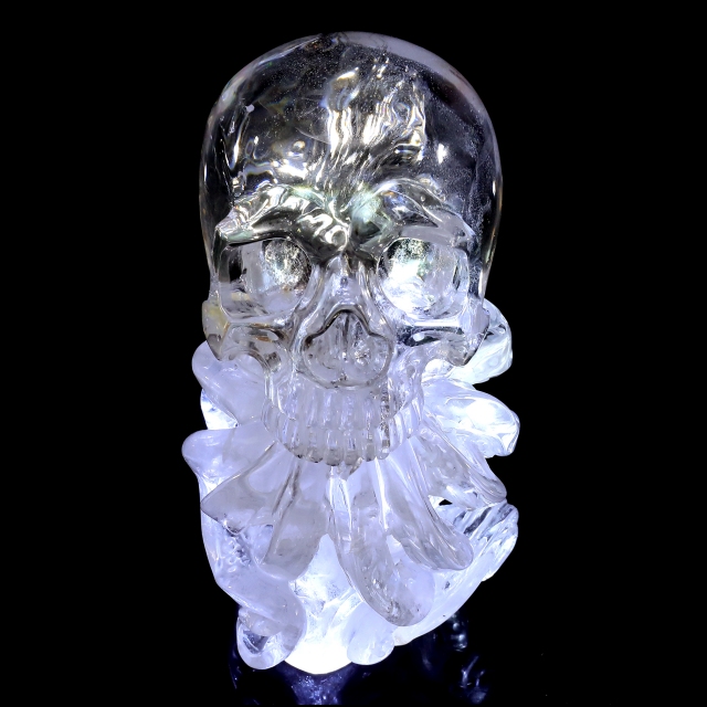 5-inch Clear Quartz Skull with Octopus – Artisanal Crystal Fusion of Mystique & Nature's Precision