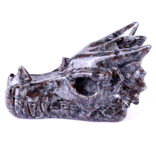 4.2" Yooperlite Hand Carved Crystal Dragon Skull Sculpture