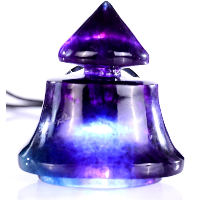 10.6” Natural Fluorite Hand Carved Crystal Vase with Lid