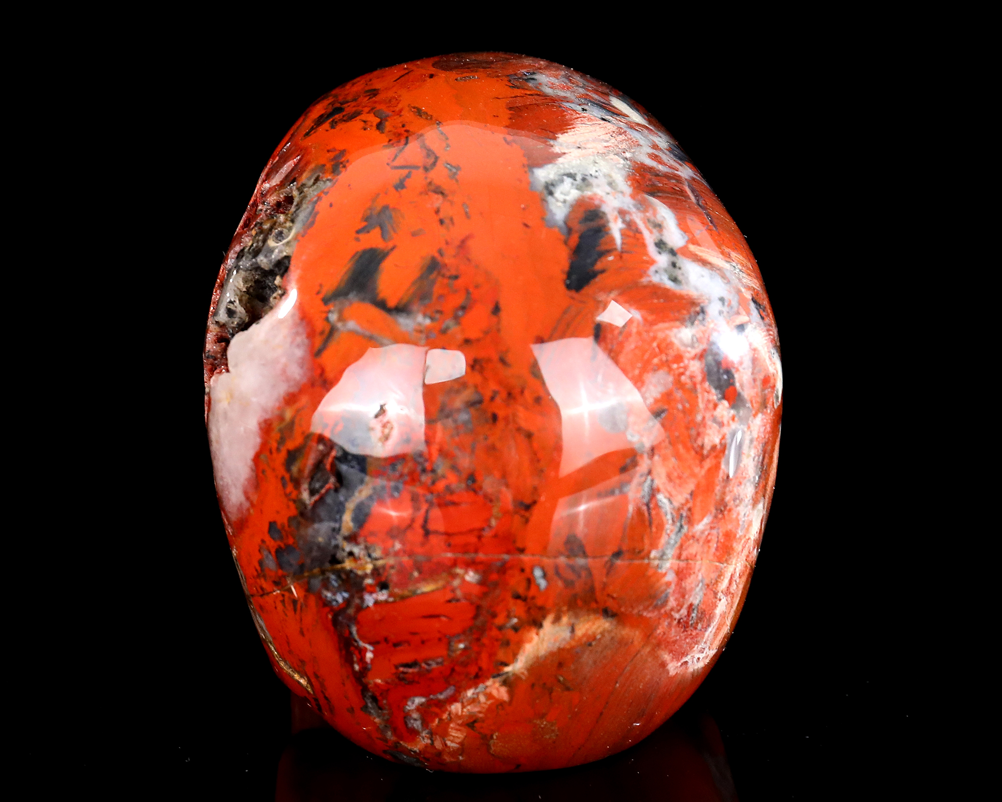 Hand-Carved Red Jasper Skull Figurine - Polished Gemstone Skull Statue for Spiritual Use & Gift