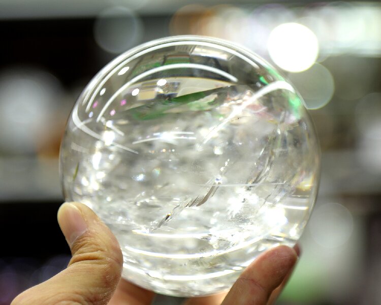Natural Clear Quartz Crystal Sphere - Handcrafted Energy Cleansing Crystal Ball